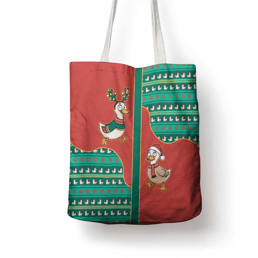 Western Yoke Tote Bag Merry Duckmas Funny Style - Wonder Print Shop