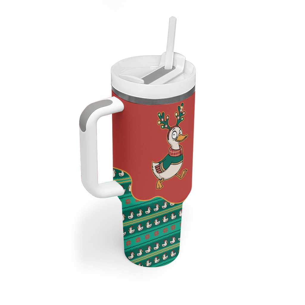 Western Yoke Tumbler With Handle Merry Duckmas Funny Style - Wonder Print Shop