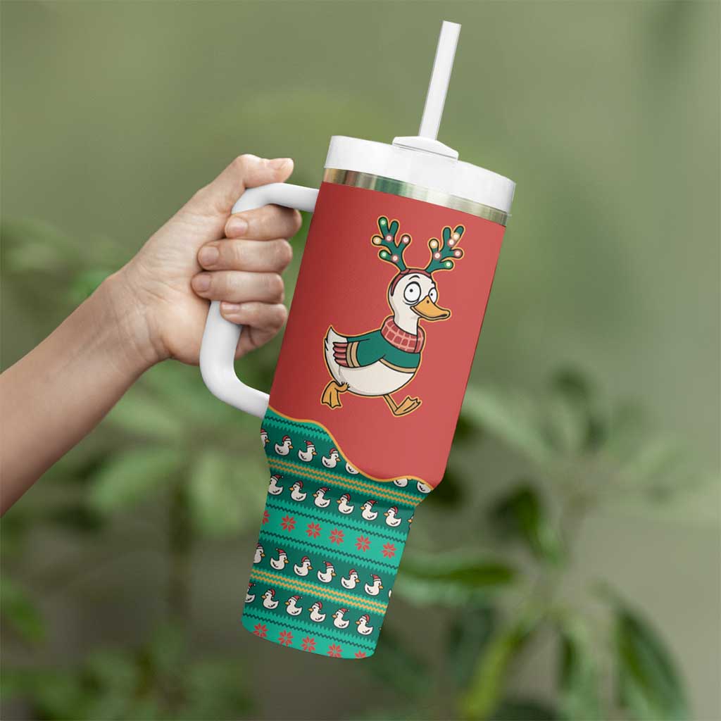 Western Yoke Tumbler With Handle Merry Duckmas Funny Style - Wonder Print Shop
