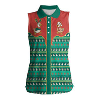 Western Yoke Women Sleeveless Polo Shirt Merry Duckmas Funny Style - Wonder Print Shop