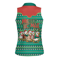 Western Yoke Women Sleeveless Polo Shirt Merry Duckmas Funny Style - Wonder Print Shop