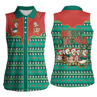 Western Yoke Women Sleeveless Polo Shirt Merry Duckmas Funny Style - Wonder Print Shop
