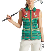 Western Yoke Women Sleeveless Polo Shirt Merry Duckmas Funny Style - Wonder Print Shop