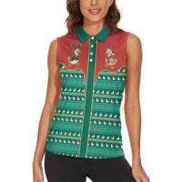 Western Yoke Women Sleeveless Polo Shirt Merry Duckmas Funny Style - Wonder Print Shop