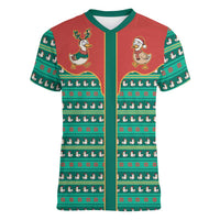 Western Yoke Women V-Neck T-Shirt Merry Duckmas Funny Style - Wonder Print Shop