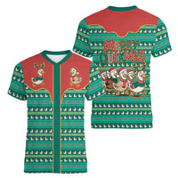 Western Yoke Women V-Neck T-Shirt Merry Duckmas Funny Style - Wonder Print Shop