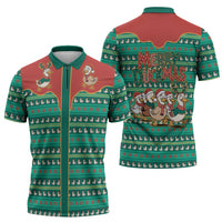 Western Yoke Zipper Polo Shirt Merry Duckmas Funny Style - Wonder Print Shop