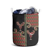 Western Yoke Laundry Basket Wine Deer Christmas Argyle Patterns - Wonder Print Shop