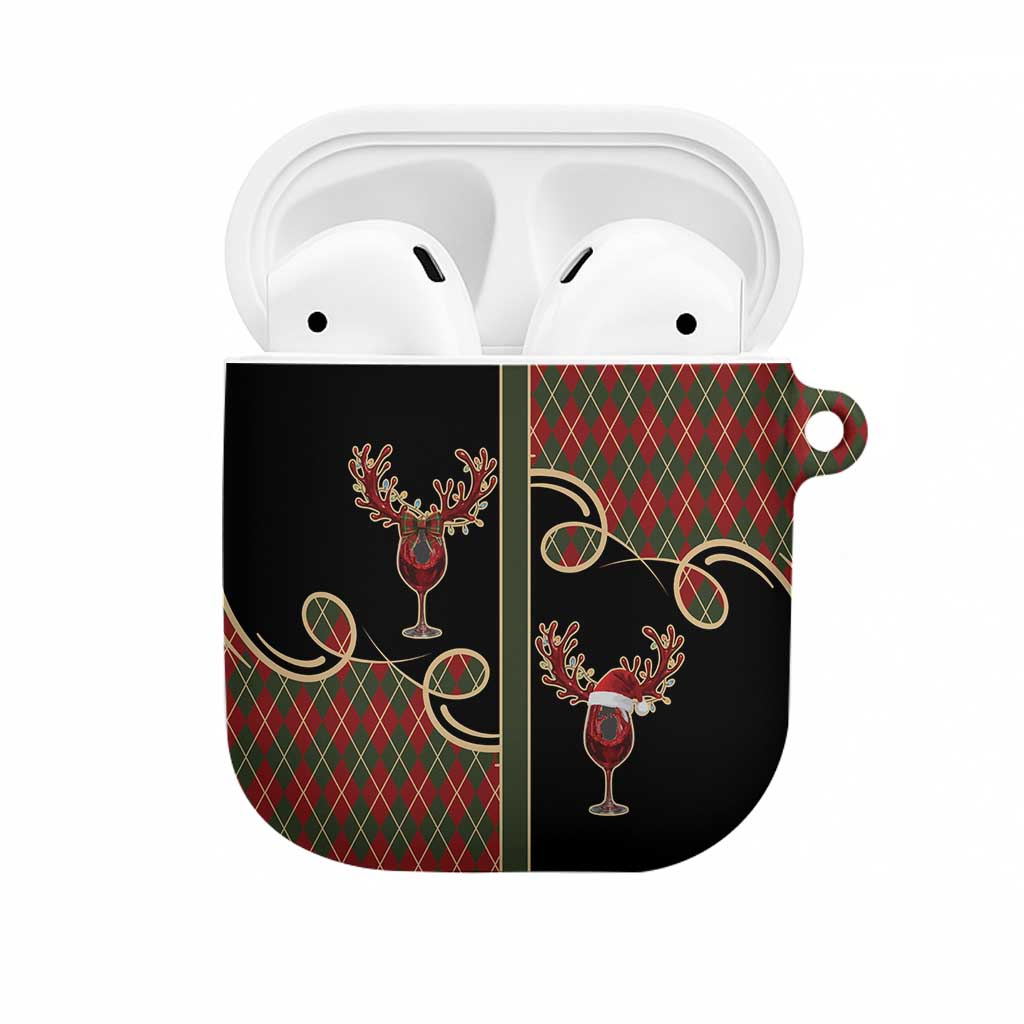Western Yoke AirPods Case Wine Deer Christmas Argyle Patterns - Wonder Print Shop