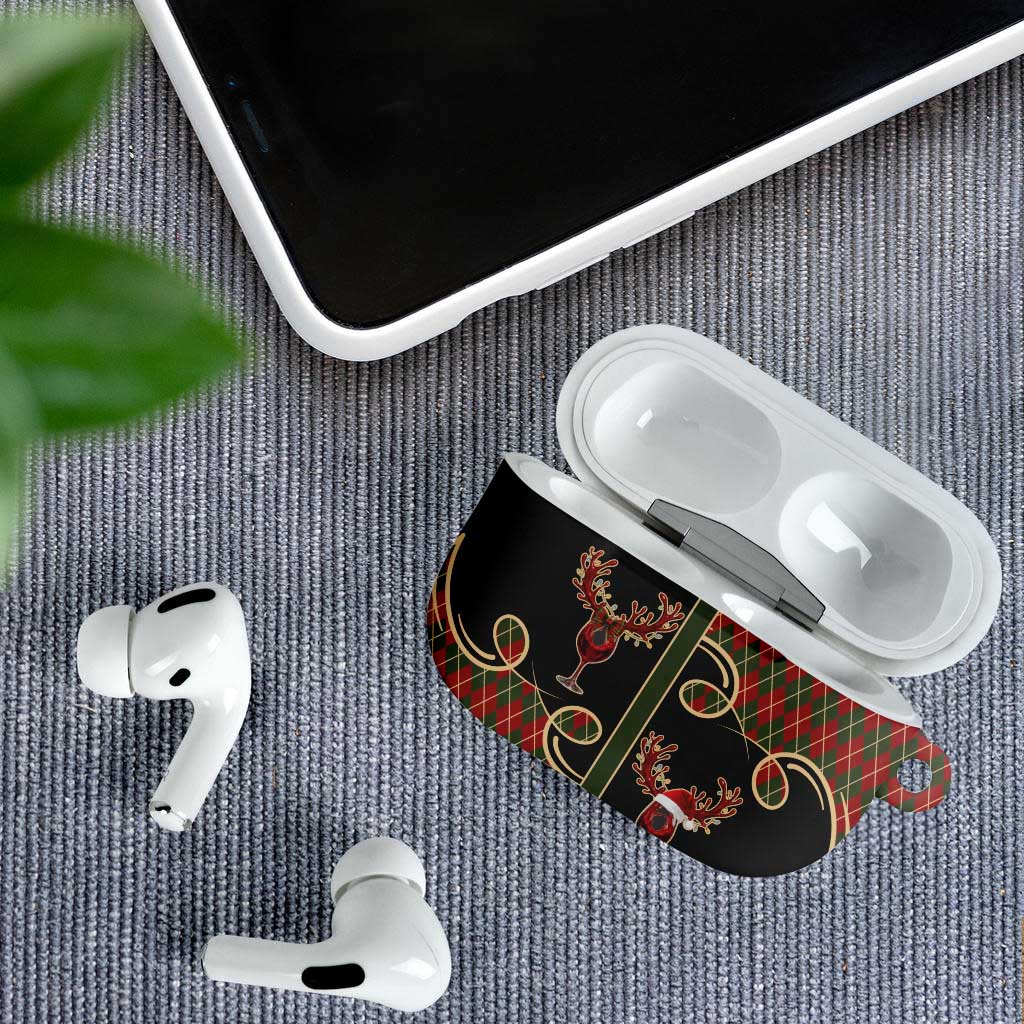 Western Yoke AirPods Case Wine Deer Christmas Argyle Patterns - Wonder Print Shop