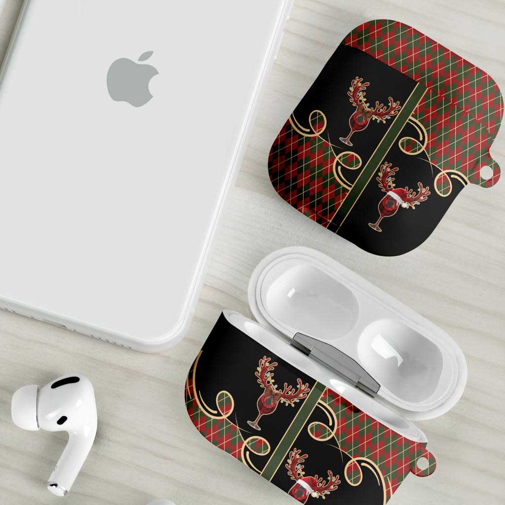 Western Yoke AirPods Case Wine Deer Christmas Argyle Patterns - Wonder Print Shop
