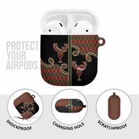 Western Yoke AirPods Case Wine Deer Christmas Argyle Patterns - Wonder Print Shop