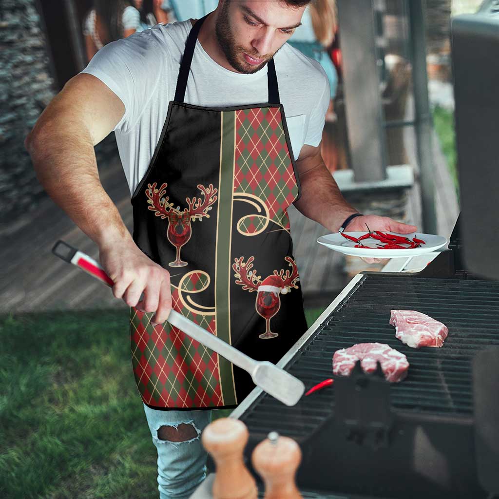 Western Yoke Apron Wine Deer Christmas Argyle Patterns - Wonder Print Shop