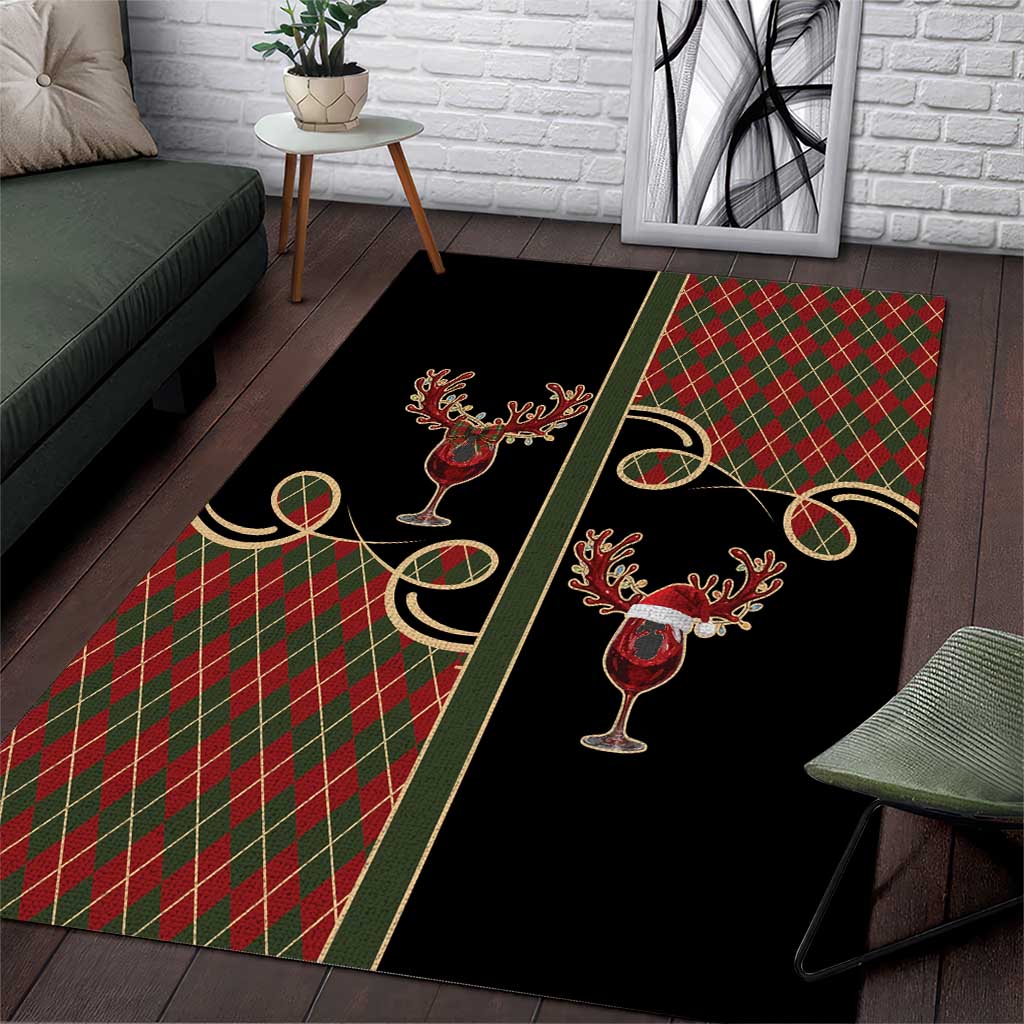 Western Yoke Area Rug Wine Deer Christmas Argyle Patterns - Wonder Print Shop