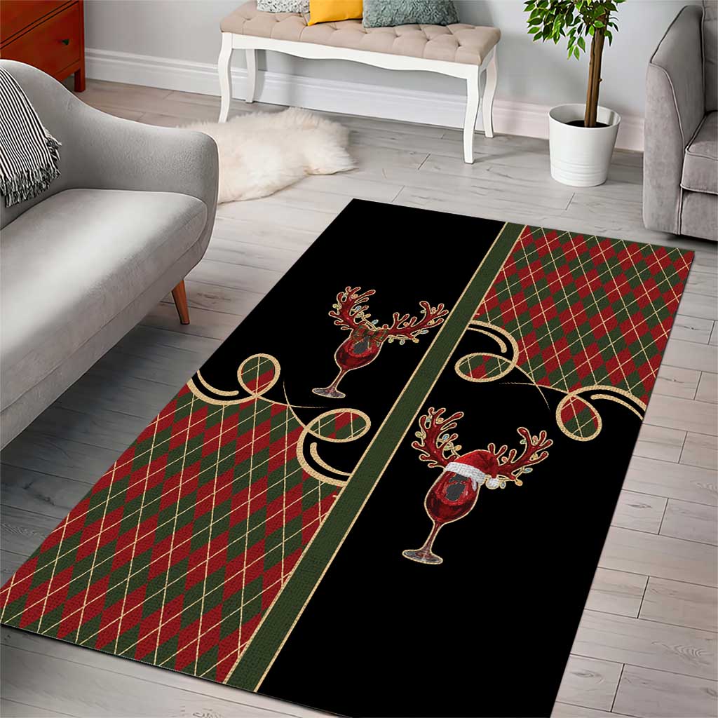Western Yoke Area Rug Wine Deer Christmas Argyle Patterns - Wonder Print Shop