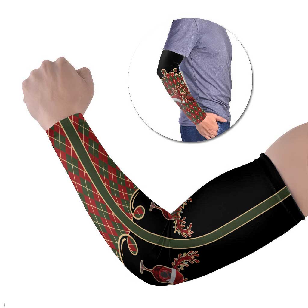 Western Yoke Arm Sleeves Wine Deer Christmas Argyle Patterns - Wonder Print Shop