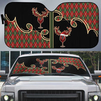 Western Yoke Auto Sun Shade Wine Deer Christmas Argyle Patterns - Wonder Print Shop