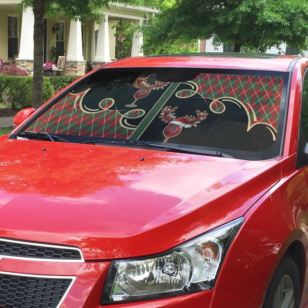 Western Yoke Auto Sun Shade Wine Deer Christmas Argyle Patterns - Wonder Print Shop