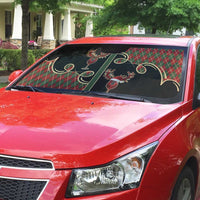 Western Yoke Auto Sun Shade Wine Deer Christmas Argyle Patterns - Wonder Print Shop