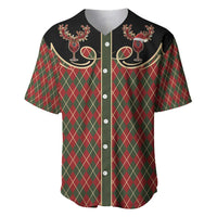 Western Yoke Baseball Jersey Wine Deer Christmas Argyle Patterns - Wonder Print Shop