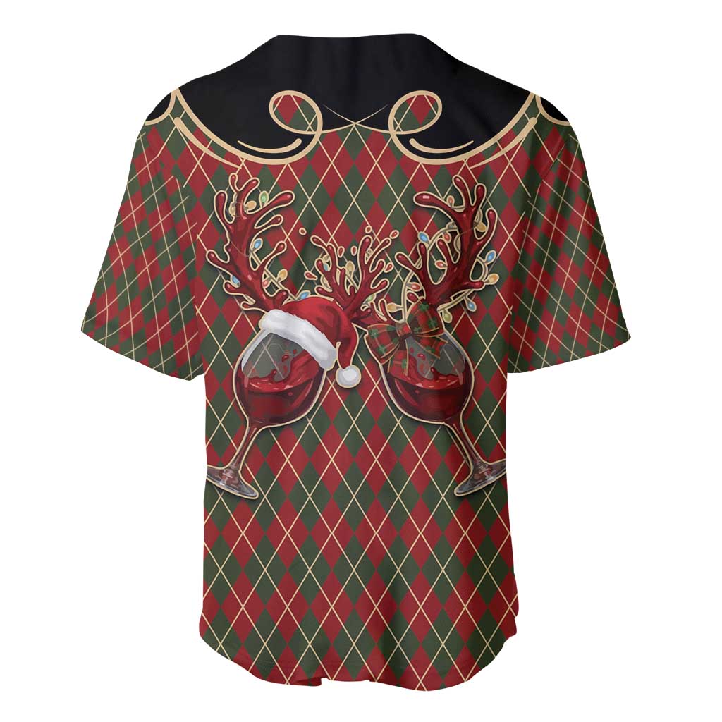 Western Yoke Baseball Jersey Wine Deer Christmas Argyle Patterns - Wonder Print Shop