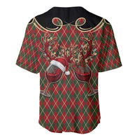 Western Yoke Baseball Jersey Wine Deer Christmas Argyle Patterns - Wonder Print Shop