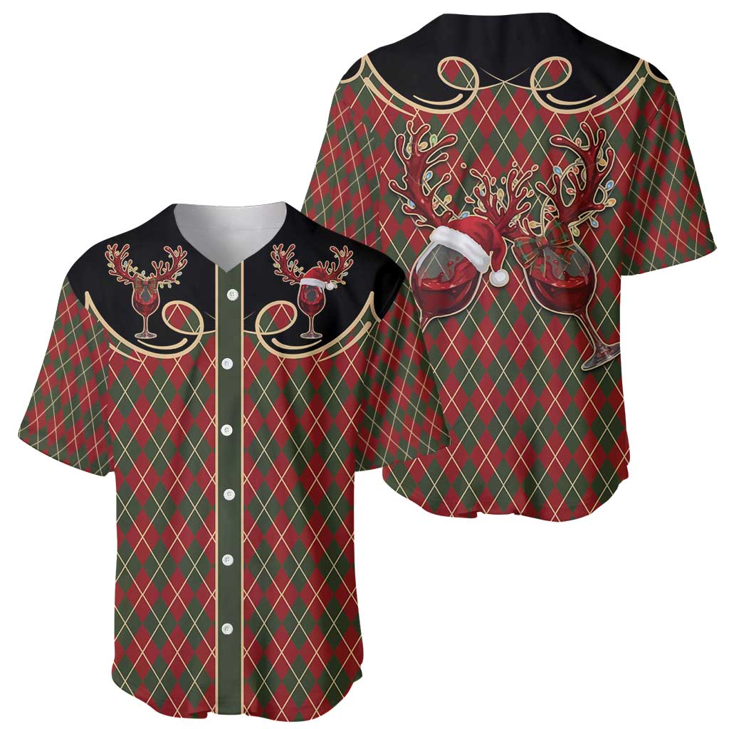 Western Yoke Baseball Jersey Wine Deer Christmas Argyle Patterns - Wonder Print Shop