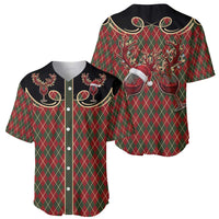 Western Yoke Baseball Jersey Wine Deer Christmas Argyle Patterns - Wonder Print Shop