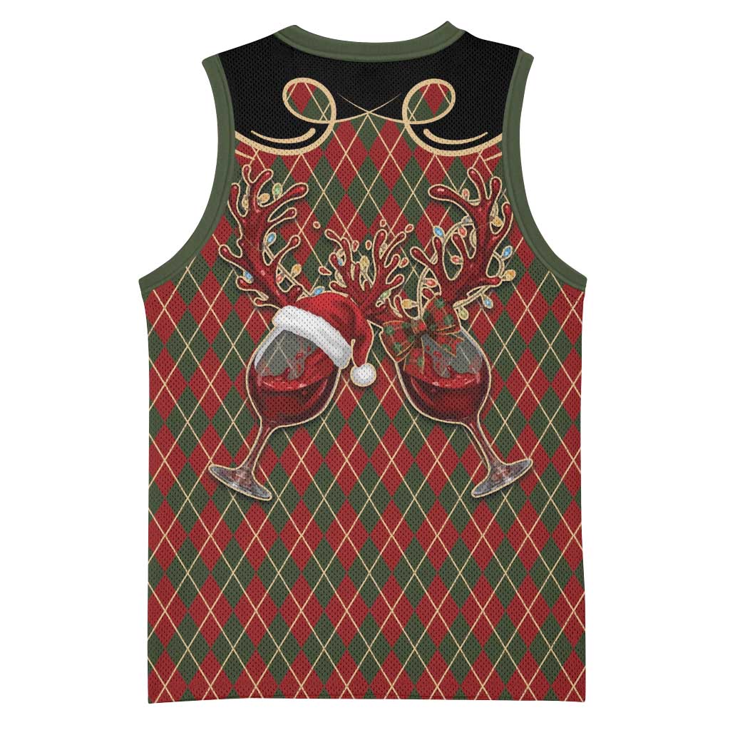 Western Yoke Basketball Jersey Wine Deer Christmas Argyle Patterns - Wonder Print Shop