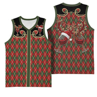 Western Yoke Basketball Jersey Wine Deer Christmas Argyle Patterns - Wonder Print Shop