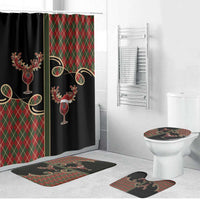 Western Yoke Bathroom Set Wine Deer Christmas Argyle Patterns - Wonder Print Shop