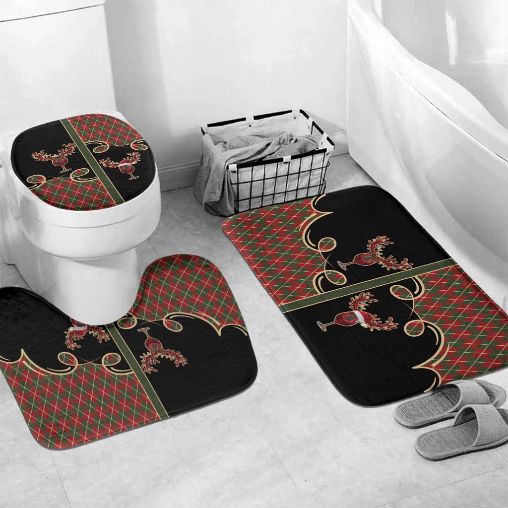 Western Yoke Bathroom Set Wine Deer Christmas Argyle Patterns - Wonder Print Shop