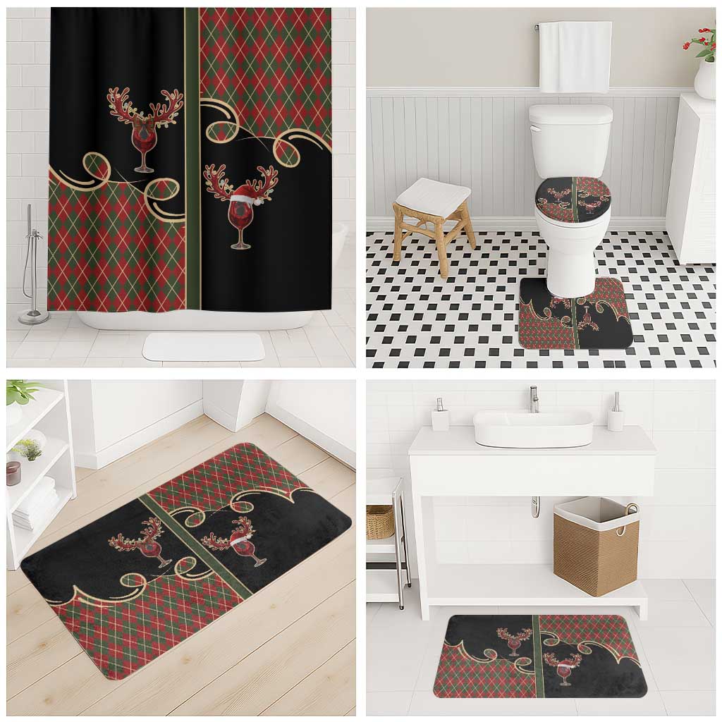 Western Yoke Bathroom Set Wine Deer Christmas Argyle Patterns - Wonder Print Shop