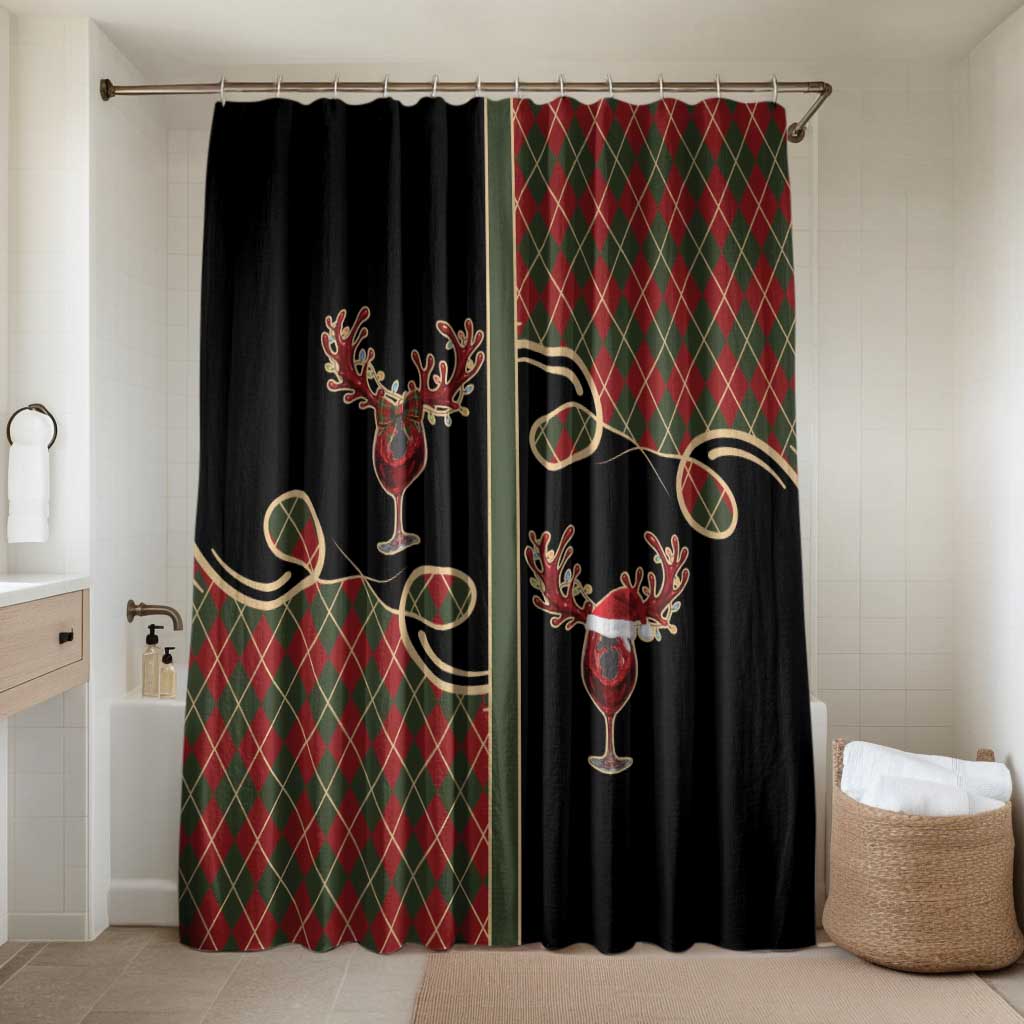 Western Yoke Bathroom Set Wine Deer Christmas Argyle Patterns - Wonder Print Shop