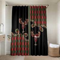 Western Yoke Bathroom Set Wine Deer Christmas Argyle Patterns - Wonder Print Shop