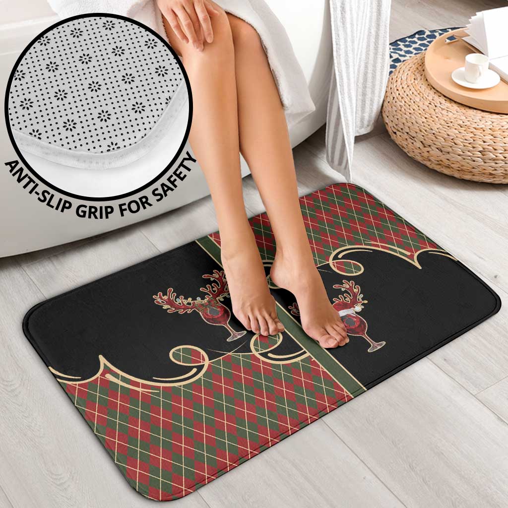 Western Yoke Bathroom Set Wine Deer Christmas Argyle Patterns - Wonder Print Shop