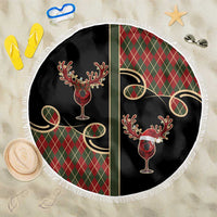 Western Yoke Beach Blanket Wine Deer Christmas Argyle Patterns - Wonder Print Shop