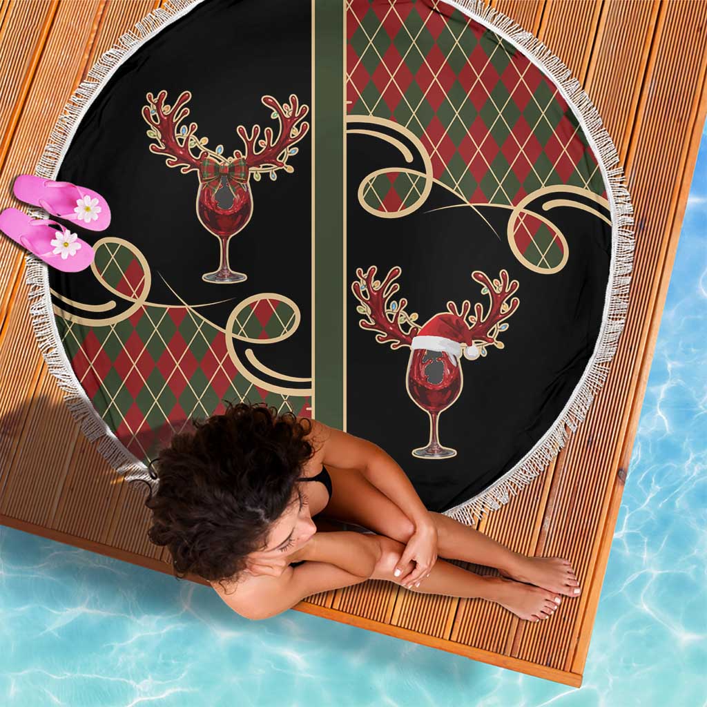 Western Yoke Beach Blanket Wine Deer Christmas Argyle Patterns - Wonder Print Shop
