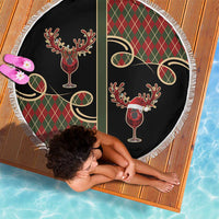 Western Yoke Beach Blanket Wine Deer Christmas Argyle Patterns - Wonder Print Shop