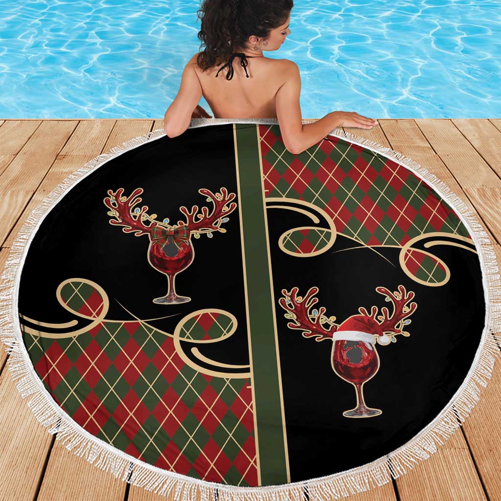 Western Yoke Beach Blanket Wine Deer Christmas Argyle Patterns - Wonder Print Shop