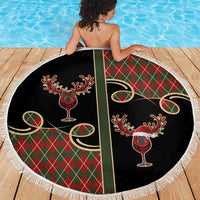 Western Yoke Beach Blanket Wine Deer Christmas Argyle Patterns - Wonder Print Shop
