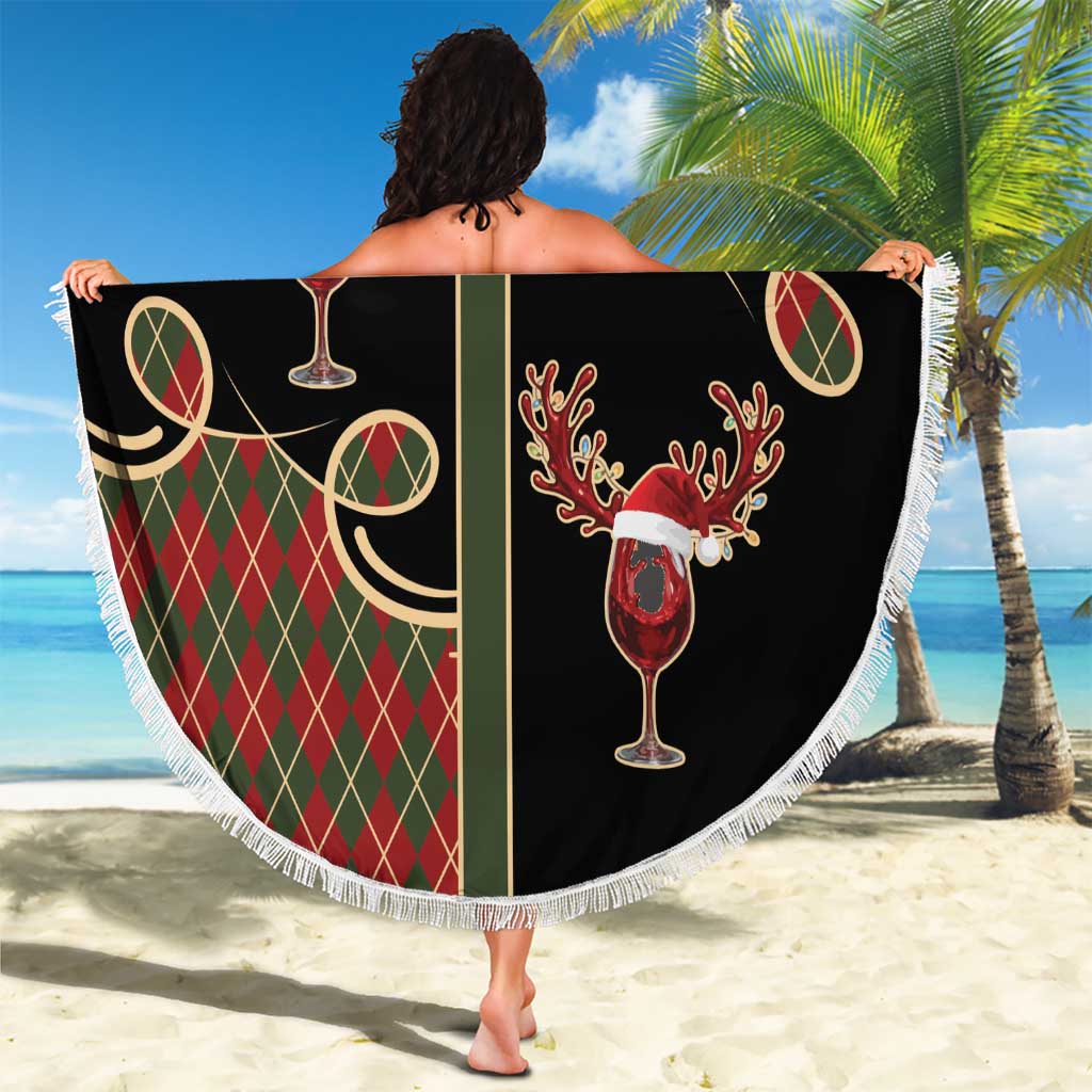 Western Yoke Beach Blanket Wine Deer Christmas Argyle Patterns - Wonder Print Shop