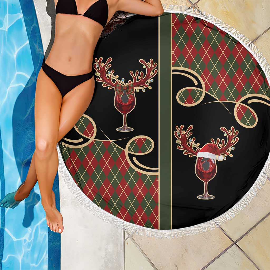 Western Yoke Beach Blanket Wine Deer Christmas Argyle Patterns - Wonder Print Shop