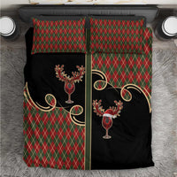 Western Yoke Bedding Set Wine Deer Christmas Argyle Patterns - Wonder Print Shop