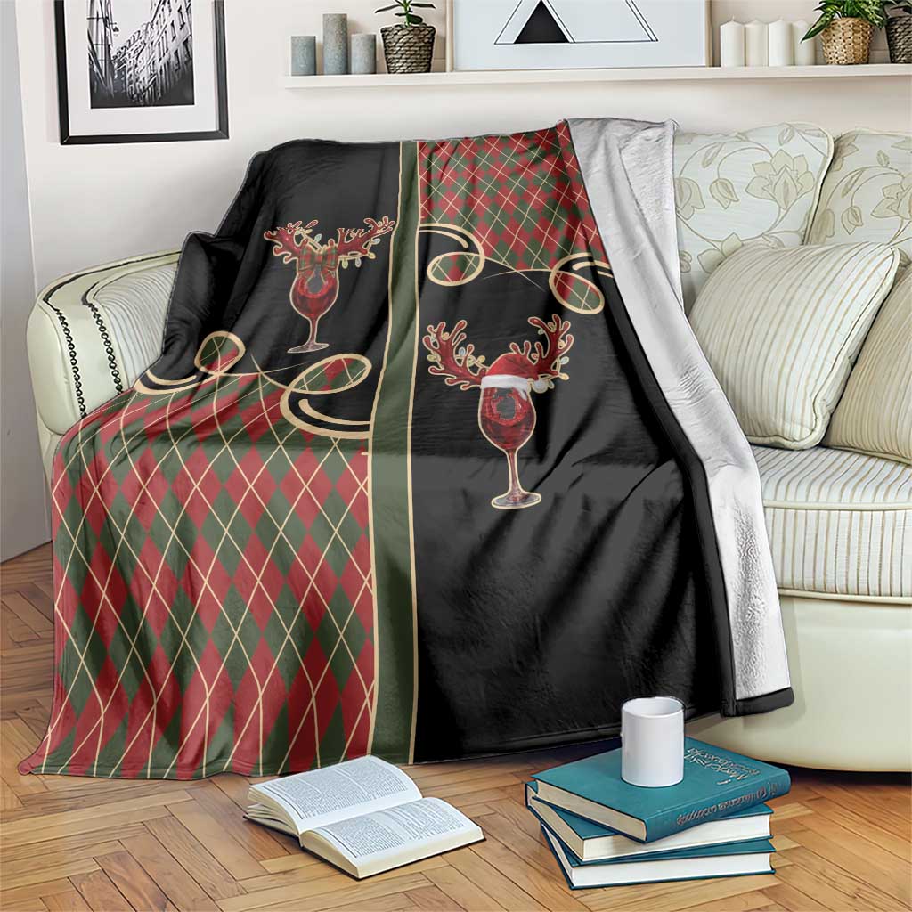 Western Yoke Blanket Wine Deer Christmas Argyle Patterns - Wonder Print Shop