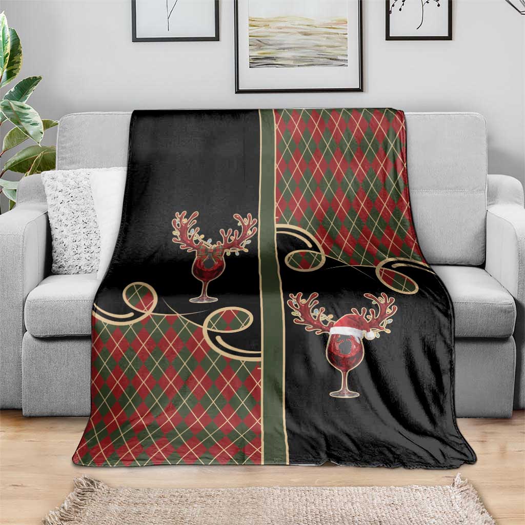 Western Yoke Blanket Wine Deer Christmas Argyle Patterns - Wonder Print Shop