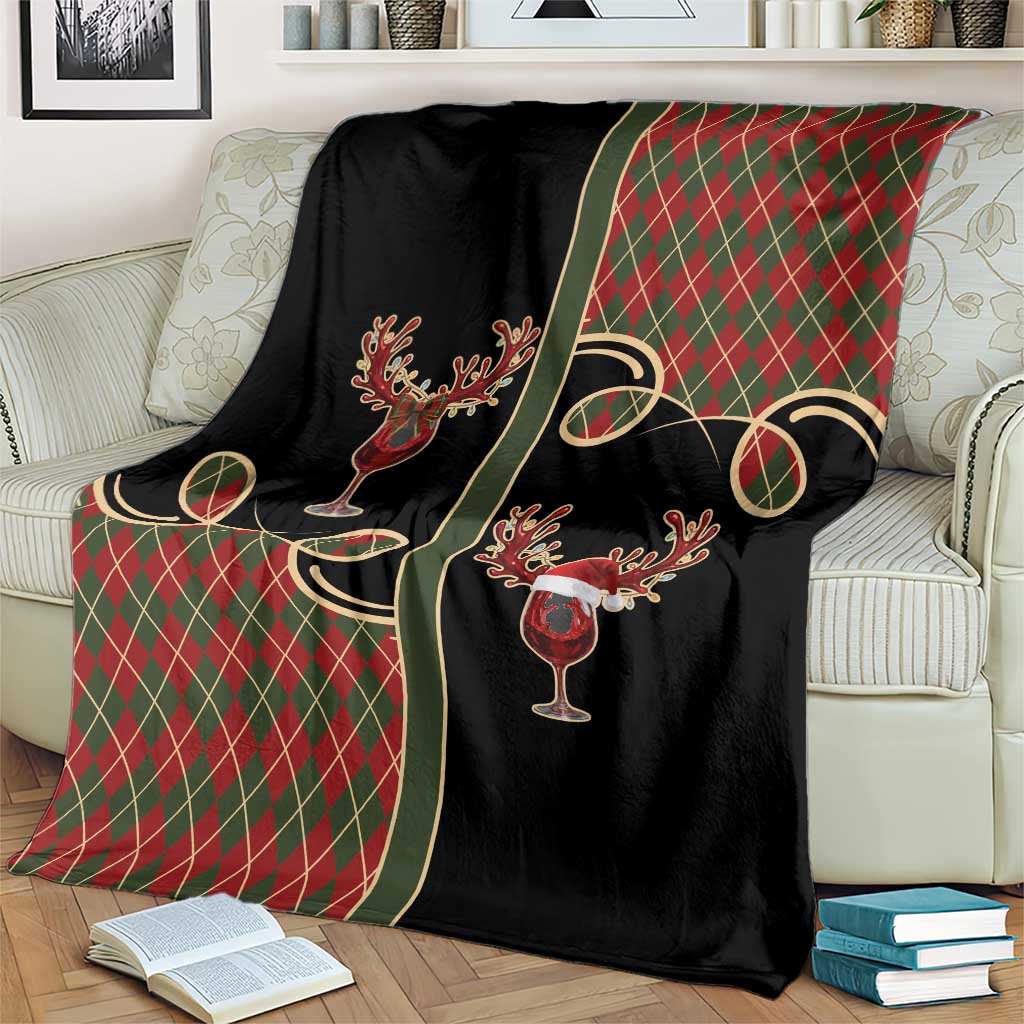 Western Yoke Blanket Wine Deer Christmas Argyle Patterns - Wonder Print Shop