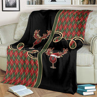 Western Yoke Blanket Wine Deer Christmas Argyle Patterns - Wonder Print Shop