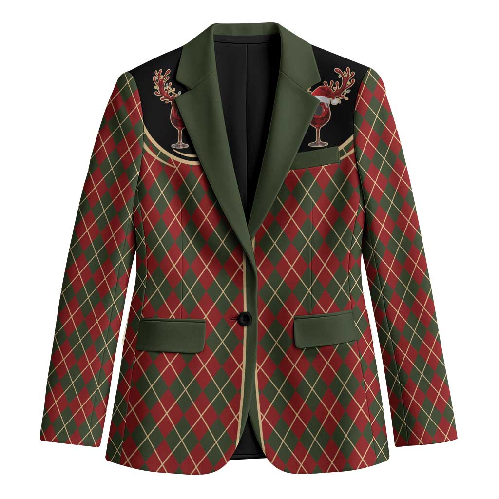 Western Yoke Blazer Wine Deer Christmas Argyle Patterns - Wonder Print Shop