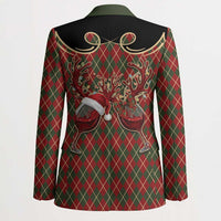Western Yoke Blazer Wine Deer Christmas Argyle Patterns - Wonder Print Shop